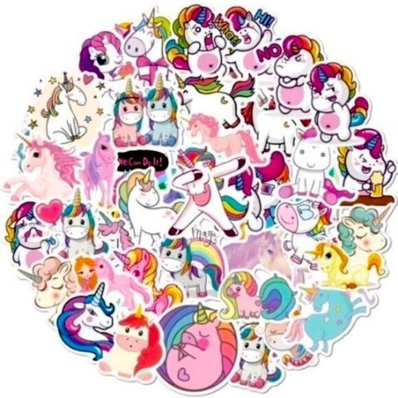 50 Assorted Unicorn 🦄 Stickers - Picture 1 of 6